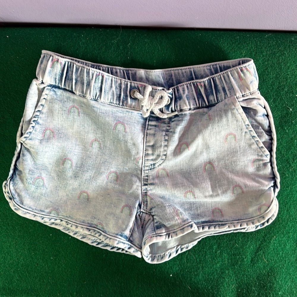 Arizona Jean Co Girls Shorts Size 8 Blue Faded Elastic Waist Faux Drawstring